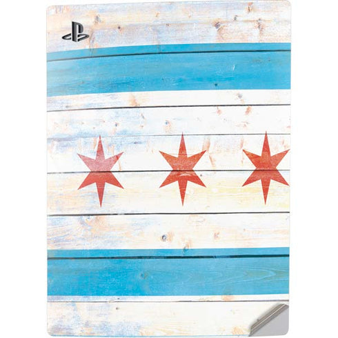 Chicago Flag Light Wood PS5 Digital Edition Console Skin